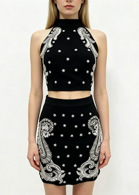 Sarada Stars Embroidered Baroque Mini Dress Set