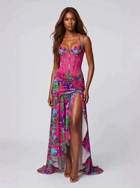 Hayfa Split Ruched Ruffle Maxi Dress