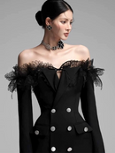Joycelynn Off Shoulder Lace Blazer Mini Dress