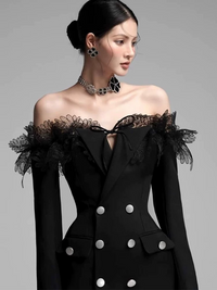 Joycelynn Off Shoulder Lace Blazer Mini Dress