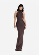 Emberi Braided Mesh Insert Maxi Dress In Brown