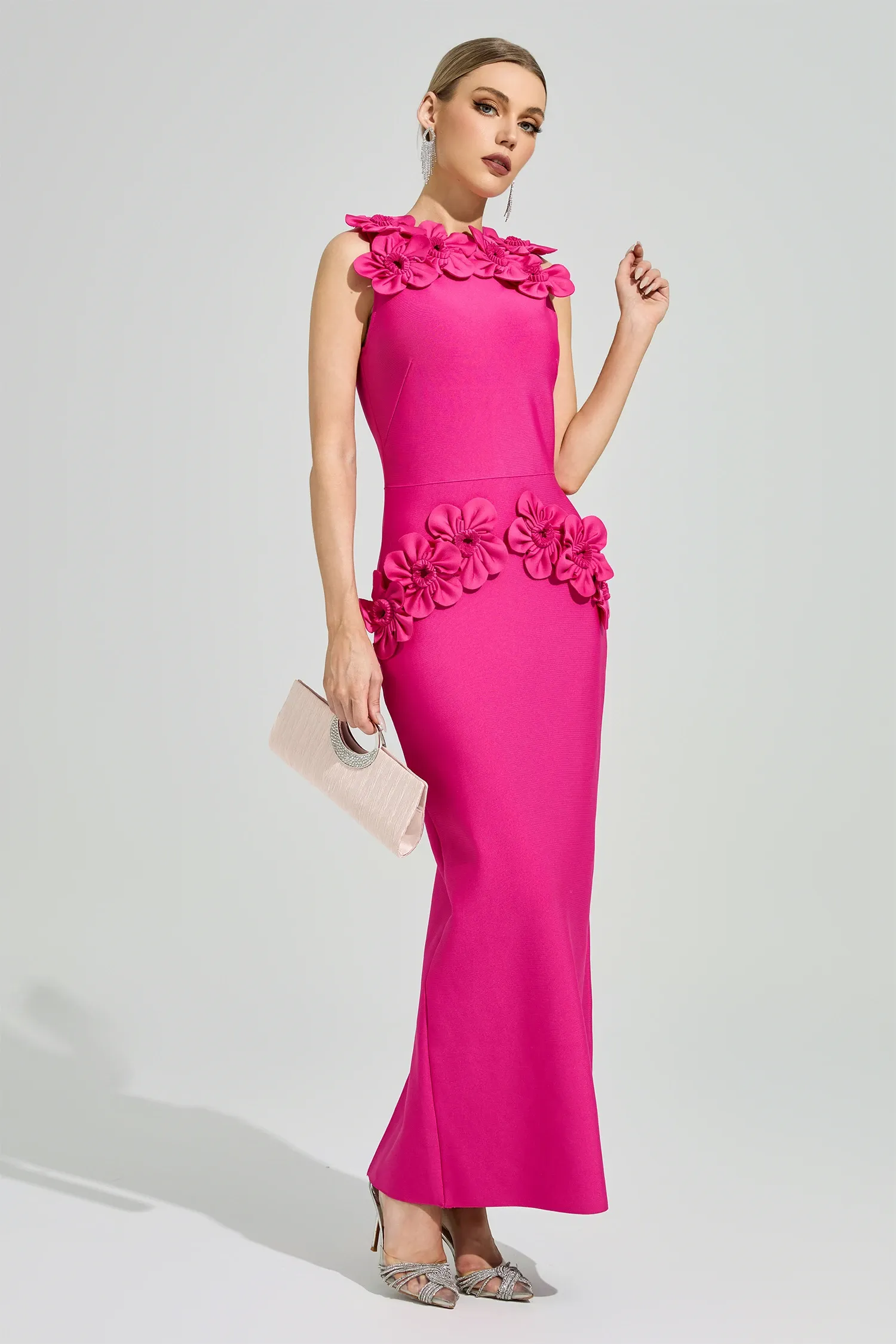 Marvex Pink Floral Formal Dress