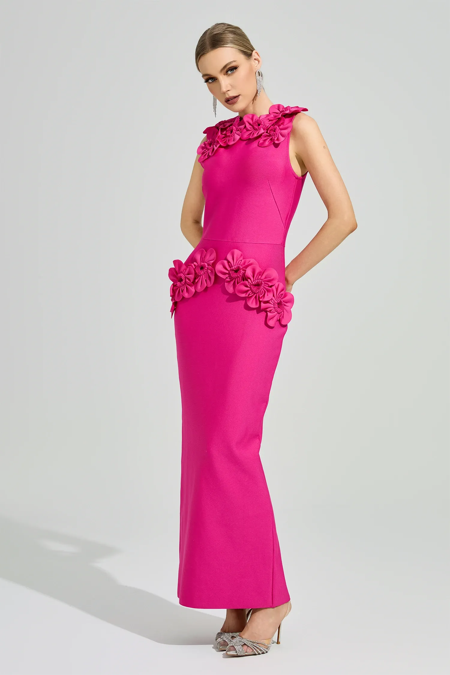 Marvex Pink Floral Formal Dress