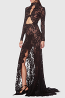 Didrika Long Sleeve Cutout Lace Maxi Dress In Black