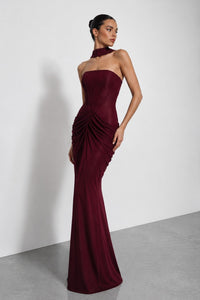 Iskren Strapless Maxi Dress In Burgundy