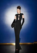 Ivanie Mesh Retro Maxi Dress In Black