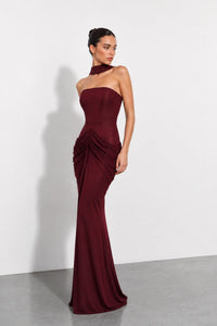 Iskren Strapless Maxi Dress In Brown