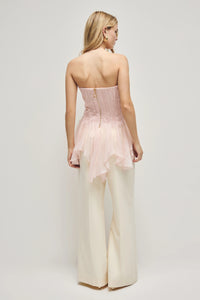 Triven Mesh Ruffled Pleated Top