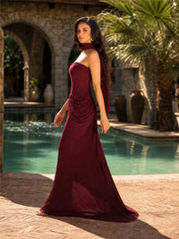 Iskren Strapless Maxi Dress In Burgundy