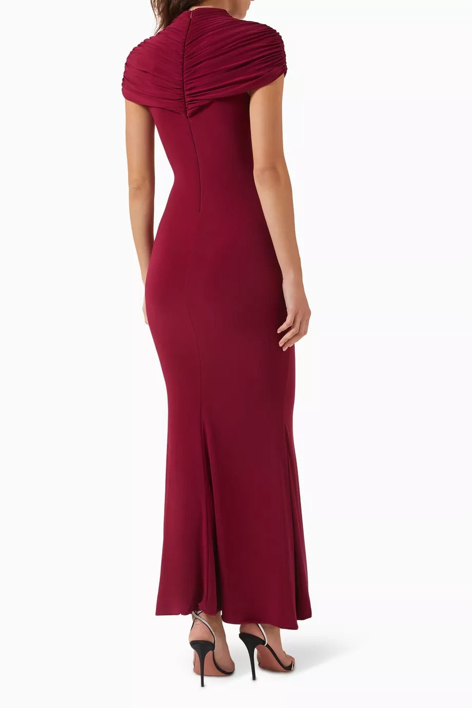 Zayvian High-Neck Maxi Dress With Ruched Detailing