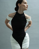 Haeris Cold Shoulder Ruched Mini Dress