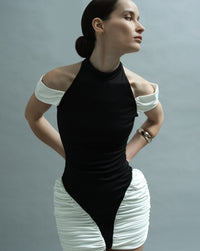 Haeris Cold Shoulder Ruched Mini Dress