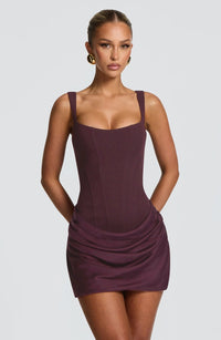 Eames Draped Detail Corset Mini Dress In Red