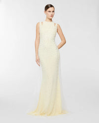 Delyvar Pearl Embellished Cutout Maxi Dress