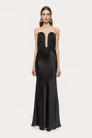 Wendy Mesh Insert Tassel Bustier Maxi Dress In Black
