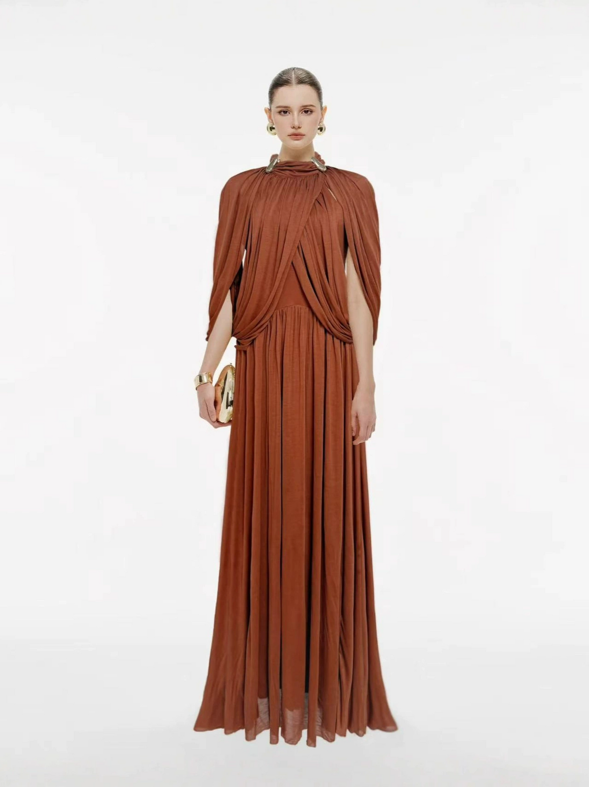 Nervion Red Pleated Sweater Dress