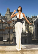 Jasey Halter Corset Draped Maxi Dress In White