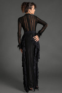 Belsune Long-Sleeve Lace Maxi Dress In Black