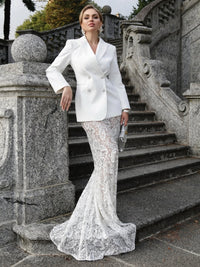 Nedelya Crystal-Embellished Backless Suit Blazer And Maxi Skirt Set