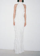 Yskora Halter-Neck Petal-Detail Maxi Dress In White