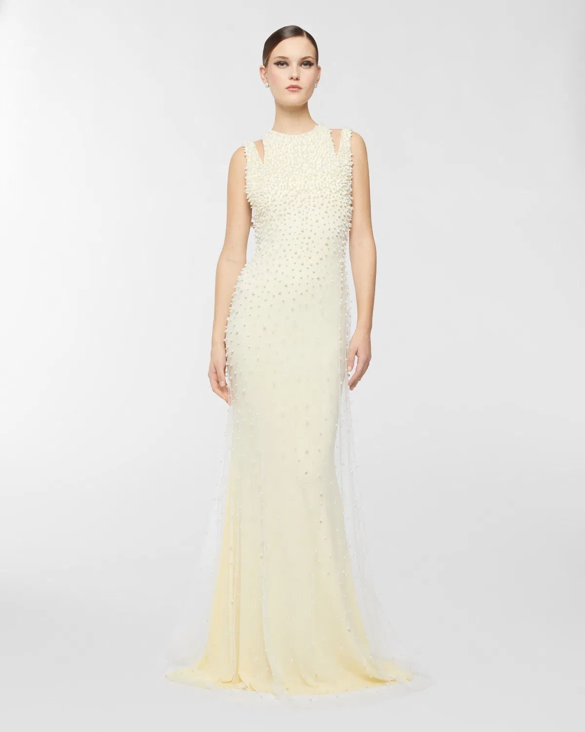 Delyvar Pearl Embellished Cutout Maxi Dress