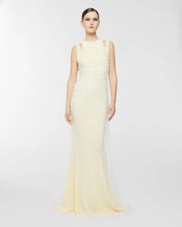 Delyvar Pearl Embellished Cutout Maxi Dress
