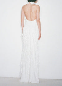 Yskora Halter-Neck Petal-Detail Maxi Dress In White