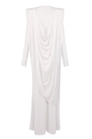 Drynthos Long Sleeve Draped Design Maxi Dress In White