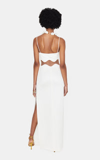 Nyellie Scalloped Mesh Insert Maxi Dress In White