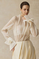 Fralden Drape-Neck Flowy Shirt-Style Bodycon Mini Dress