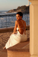 Elvina Halter Backless Maxi Dress In White