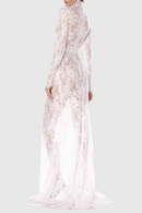 Didrika Long Sleeve Cutout Lace Maxi Dress In Black