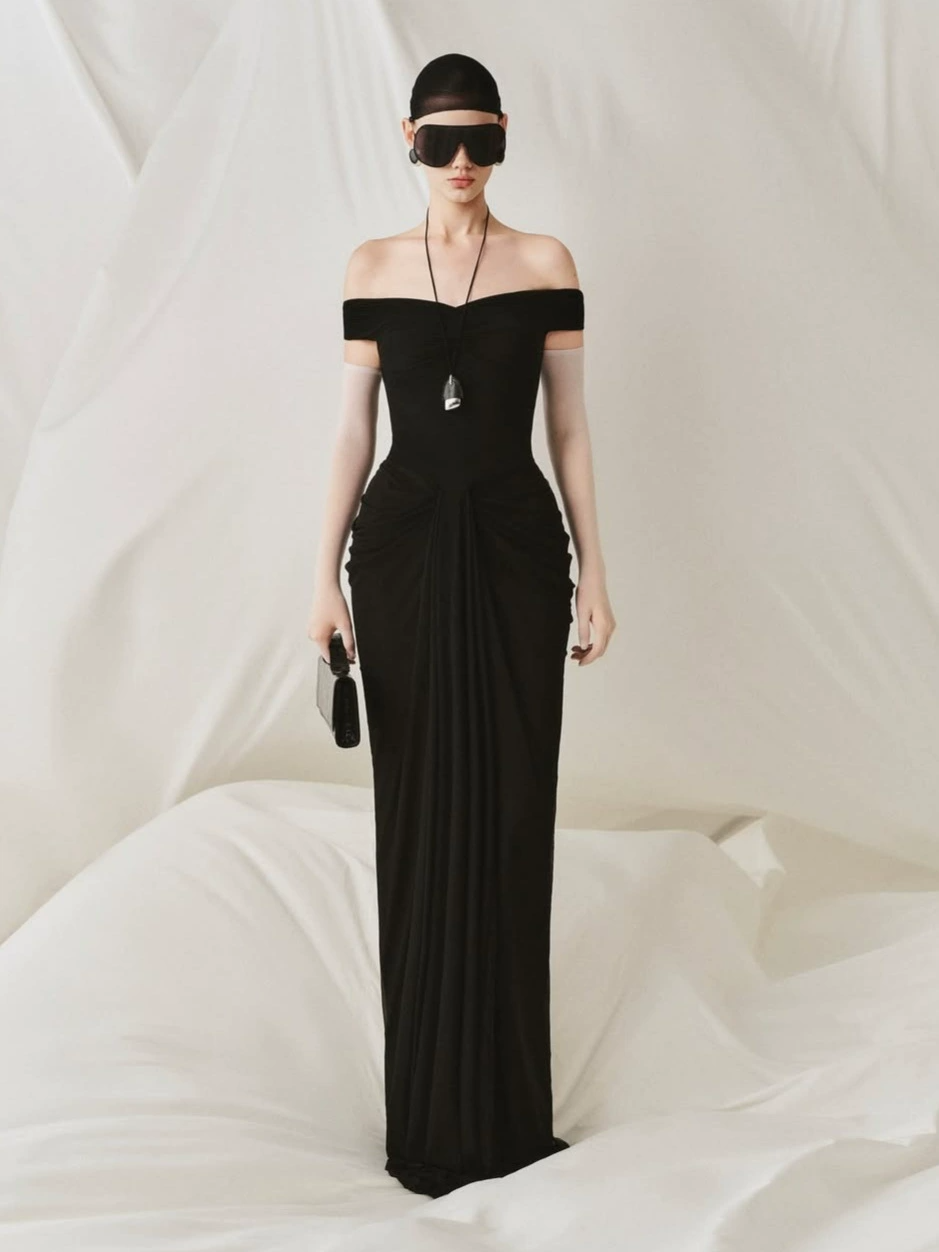 Goryelle Off Shoulder Ruch Maxi Dress