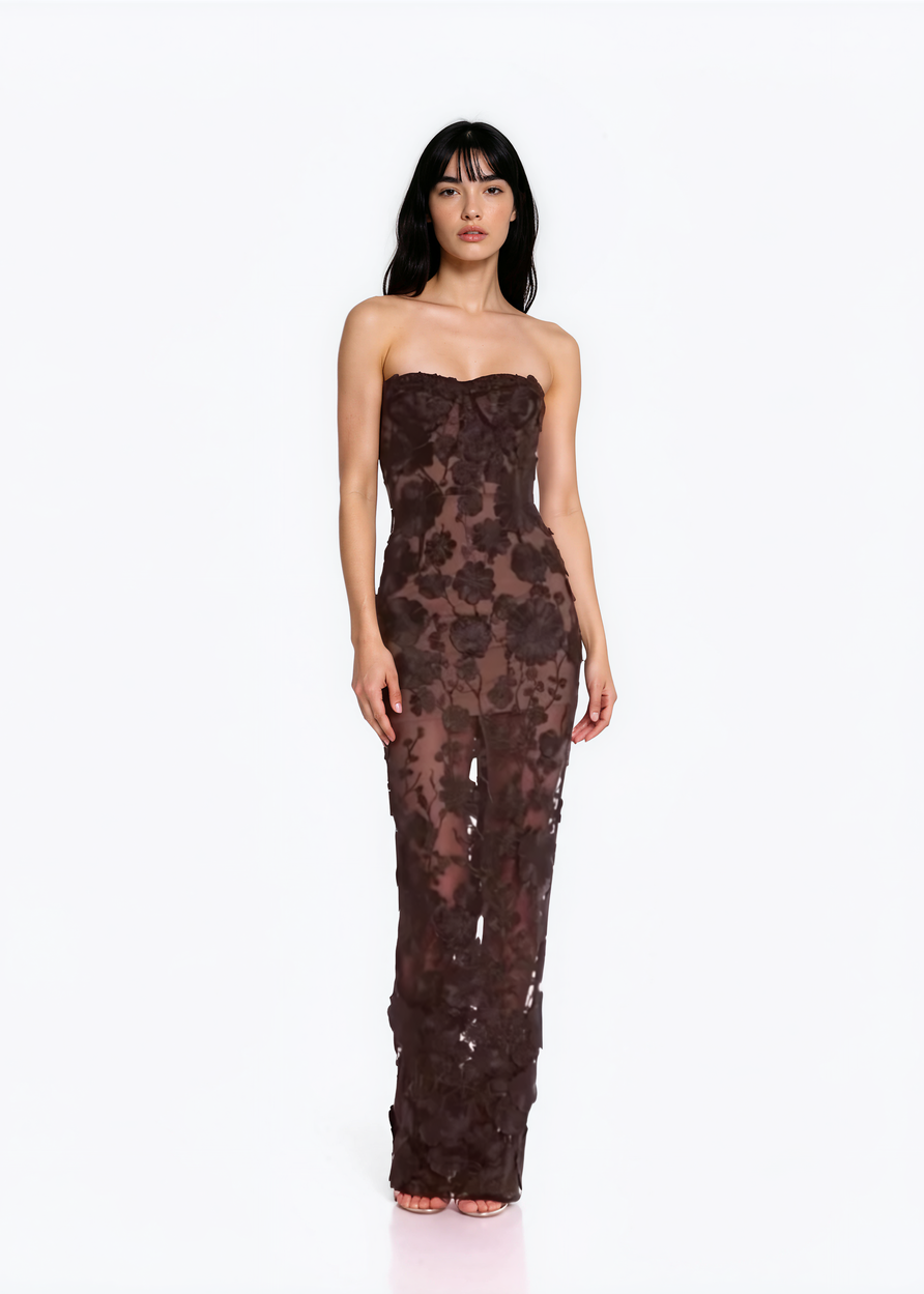 Elysion Strapless Maxi Dress In Black