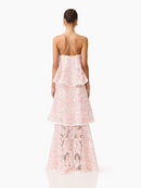 Dervian Pink Halterneck Lace Maxi Dress