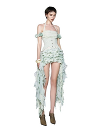 Chisato Halterneck Ruffled Draped Dress