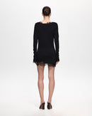 Yurek Lace-Panel Knit Mini Dress In Black