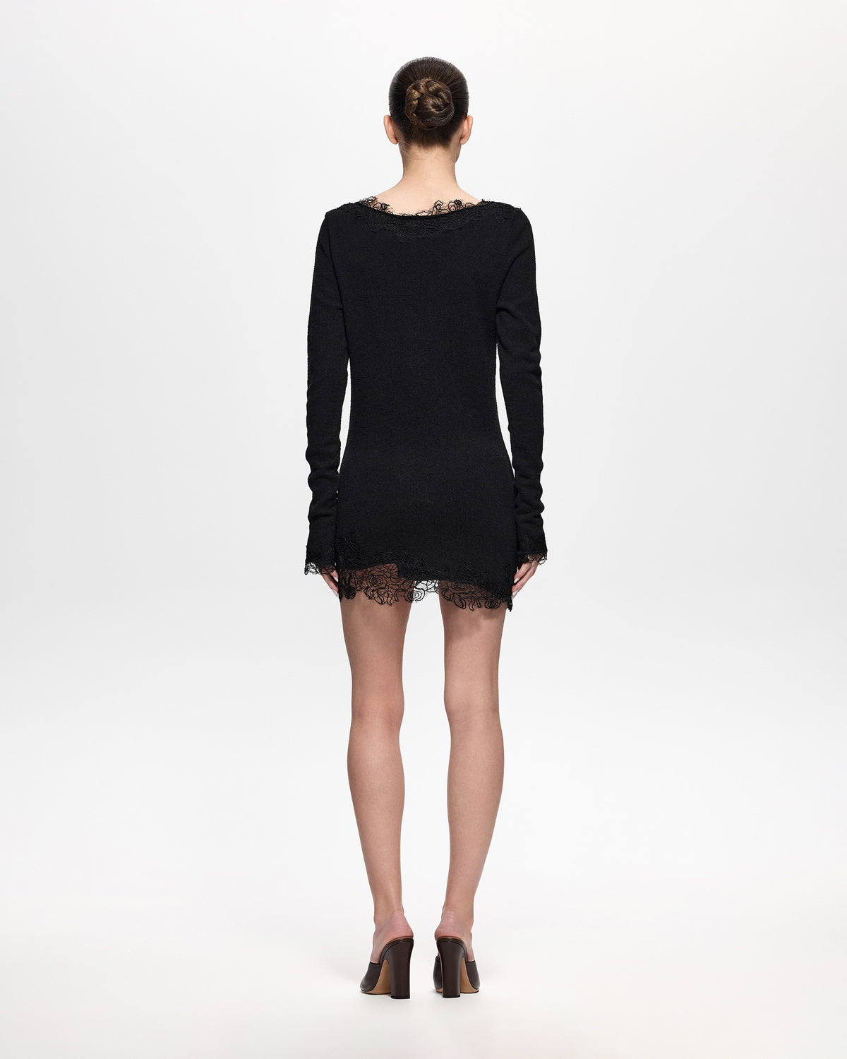 Yurek Lace-Panel Knit Mini Dress In Black