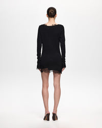 Yurek Lace-Panel Knit Mini Dress In Black