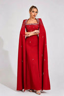 Begum Red Beaded Maxi Dress