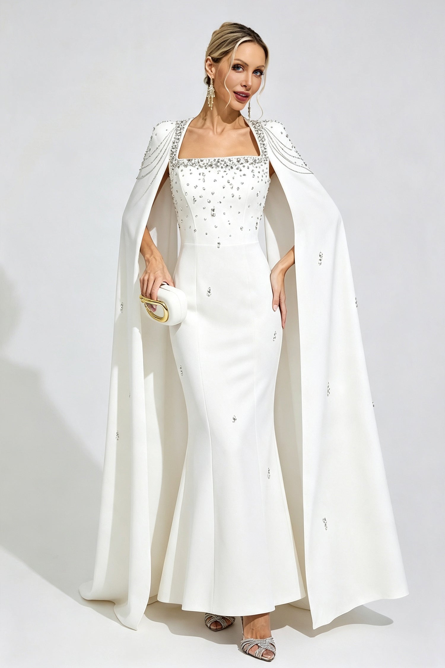 Begum White Beaded Maxi Dress