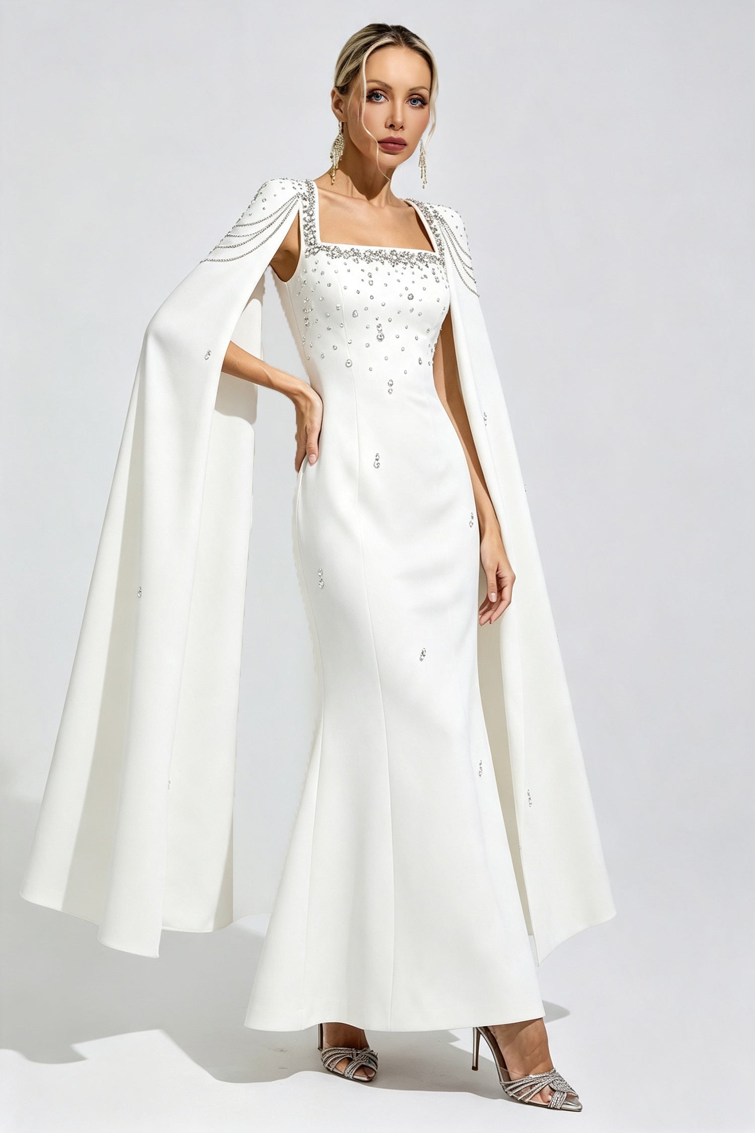 Begum White Beaded Maxi Dress