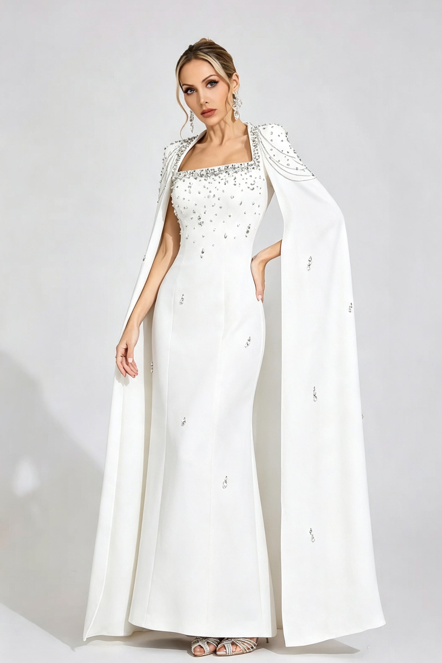Begum White Beaded Maxi Dress