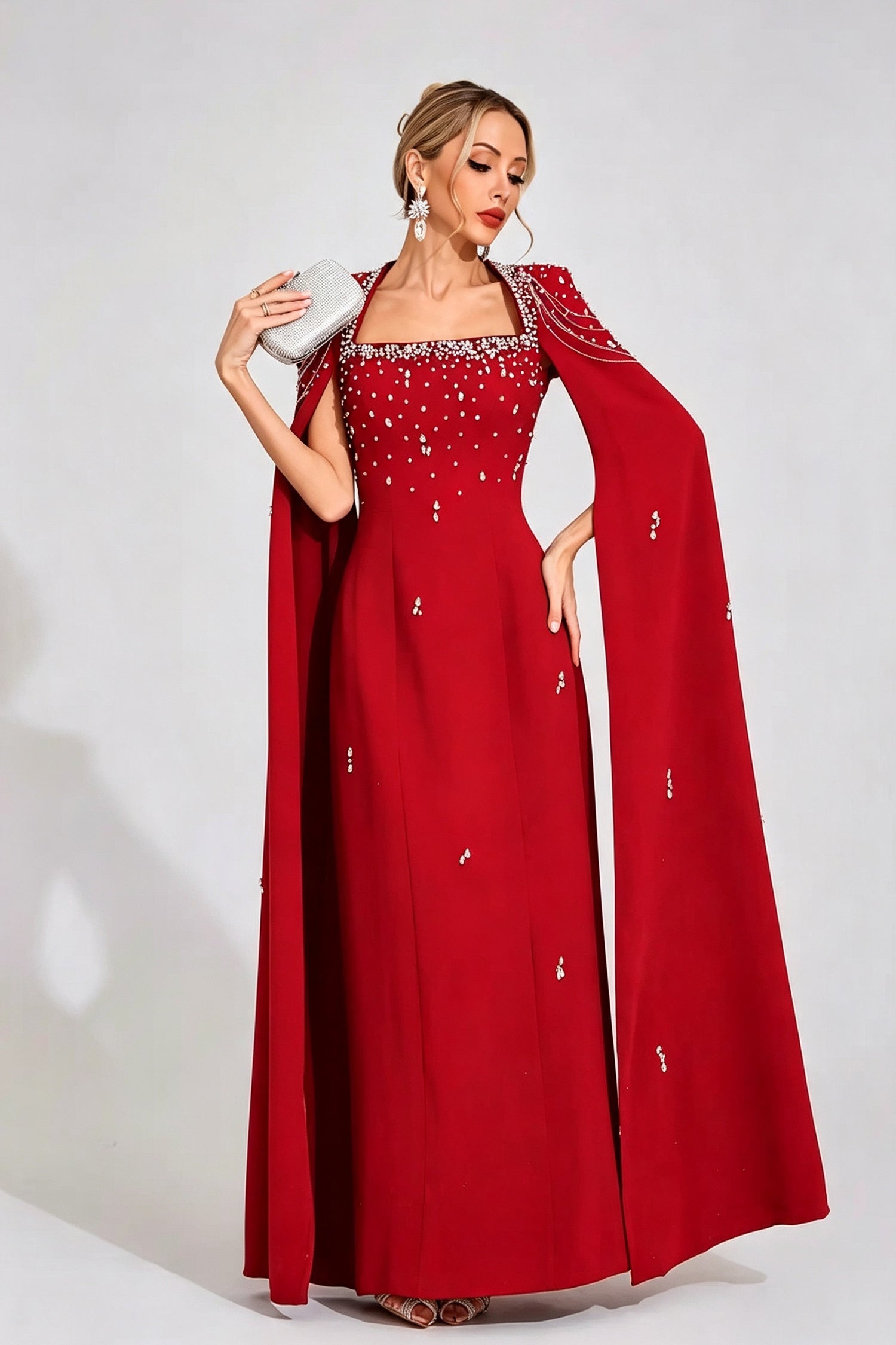 Begum Red Beaded Maxi Dress