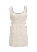 Lolek Blue Tweed Sequined Mini Dress