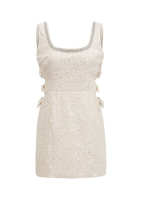 Lolek Blue Tweed Sequined Mini Dress