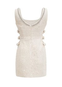 Lolek Blue Tweed Sequined Mini Dress