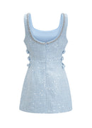 Lolek Blue Tweed Sequined Mini Dress