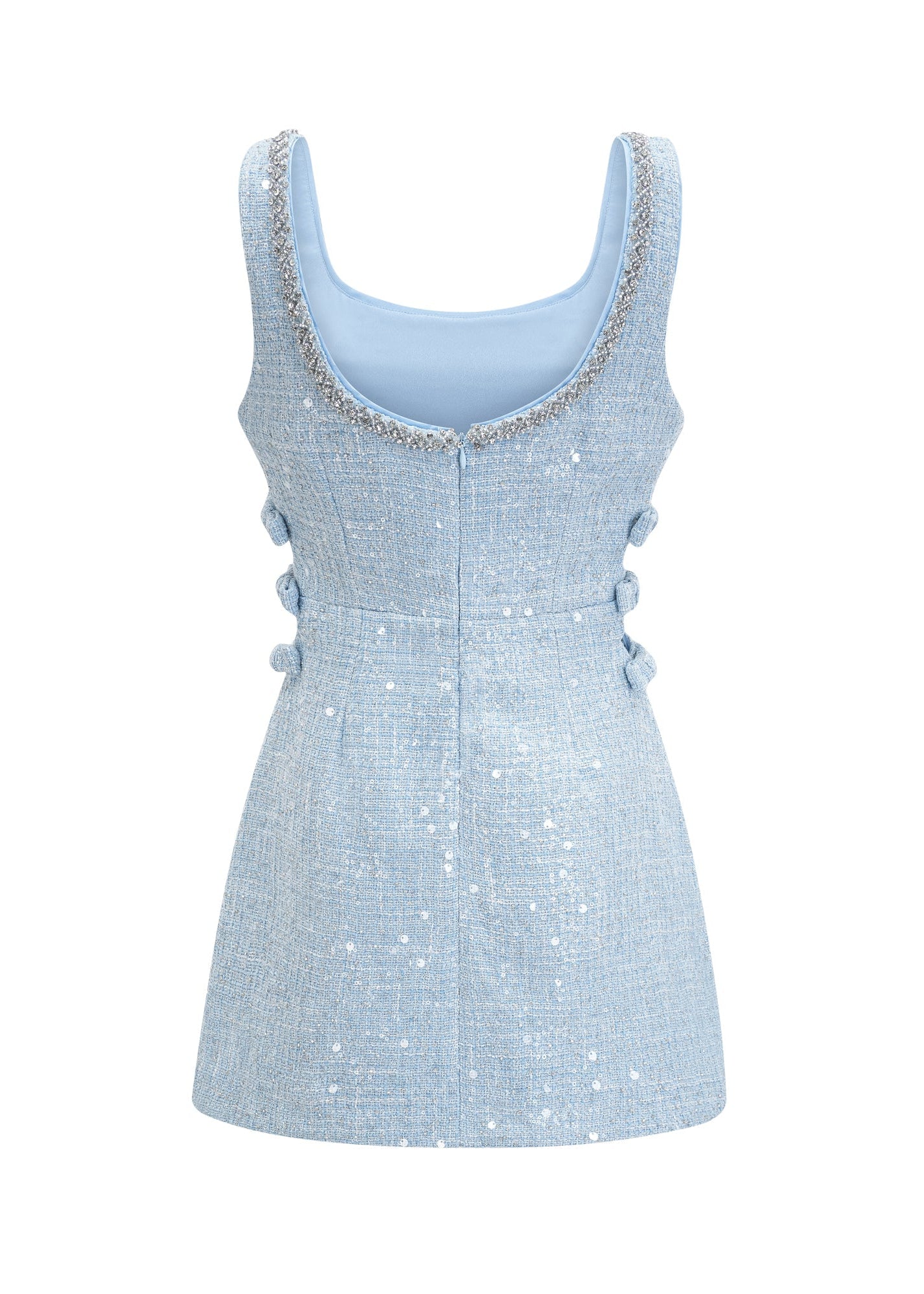 Lolek Blue Tweed Sequined Mini Dress