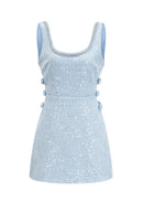 Lolek Blue Tweed Sequined Mini Dress